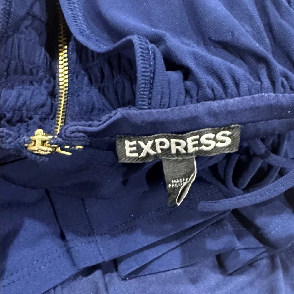 Express Halter Navy Blue Lace up Dress - Picture 4 of 8